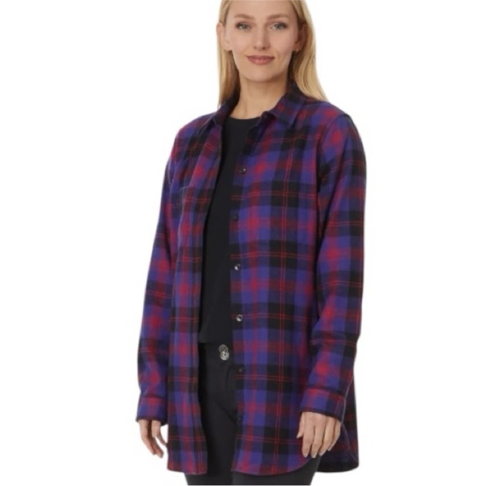 L.L. Bean Slightly Fitted Scotch Plaid Button Down Flannel Shirt Women NWOT LL - Picture 8 of 9